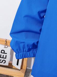 SHEIN 青少年男孩连帽长袖夹克和松紧腰裤套装 - 寶藍色 - 查看 3