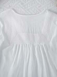 INAWLY 加大圆领灯笼袖衬衫 - 白色 - 查看 5