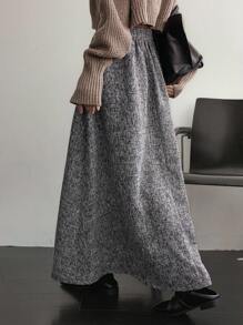 Dazy-Less 女士宽松商务休闲A字裙，灰色，适合通勤和办公穿着，秋冬季 - 灰色 - 查看 5