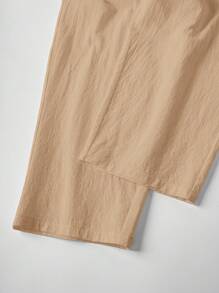 Rusticease Quần dài túi hộp tối giản màu trơn thường ngày dành cho nữ - Màu Khaki - Xem 6