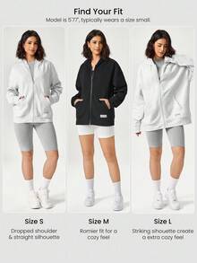 GLOWMODE 日常羊毛保持休闲男女通用连帽夹克，带基本口袋日常休闲 - 黑色 - 查看 6