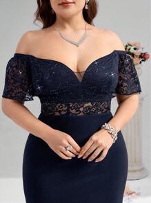 Coutiva Vestido de noche formal de talla grande (muy adornado)