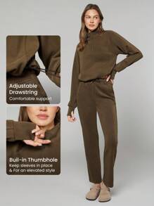 GLOWMODE 莫代爾1/4拉鍊調節運動衫 - 棕色 - 查看 3