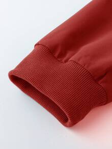 Manfinity EMRG Men's Contrast Color Letter Graphic Long Sleeve Jacket, Fall Outdoor Windbreaker, Grunge - Red - View 4