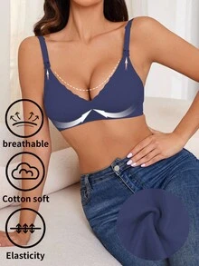 Moonlight&Mama 孕妇蕾丝舒适提拉纯色内裤（果冻款） - 藍色 - 查看 6