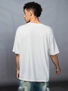 Transformers X SHEIN Men's Casual Robot Graphic Round Neck Short Sleeve T-Shirt, Summer - White - View 2