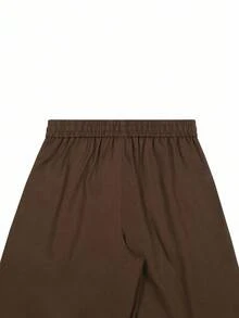 Claim Dot Men's Loose Straight Leg Casual Pants, Linen Elastic Waist Trousers, For Fall