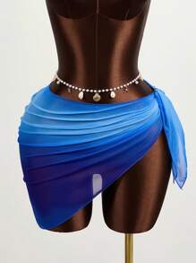 Zestiva Women Ombre Tie Waist Cover Up Skirt (Random Print) Summer