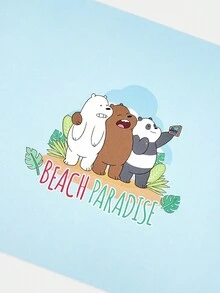 We Bare Bears X SHEIN Tarjeta de felicitación 3D de 180 grados con lindo patrón de oso de verano e isla - Multicolor - Ver 3