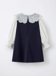 SHEIN Maija Kids 2件套少女彼得潘领长袖衬衫裙套装