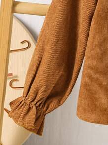 SHEIN 少女纯色彼得潘领休闲衬衫 - 摩卡棕 - 查看 5