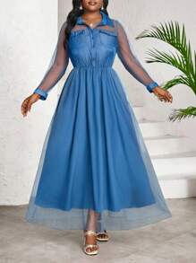 SHEIN Lady Đầm nữ thanh lịch in họa tiết kẻ caro dáng ôm dài ngang gối, đầm công sở mùa hè cho nữ, đầm đi làm cho nữ, đầm nữ, trang phục phụ nữ châu Phi, đầm tốt nghiệp/ đầm sinh nhật & sự kiện/ đầm công sở/ đầm đi nhà thờ/ đầm mùa hè cho nữ, đầm nữ, quần áo nữ cỡ lớn, đầm công sở thường ngày, đầm ngắn nữ, đầm mùa hè cỡ lớn cho nữ, đầm trang trọng màu xanh dương, đầm nữ phong cách boho hở lưng, đầm maxi rộng thùng thình cho nữ, đầm mùa hè cho nữ. - Màu xanh lam - Xem 5