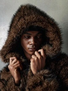 NEON BLANC Men's Long Sleeve Casual Warm Fluffy Faux Fur Coat For Winter - Coffee Brown - View 6