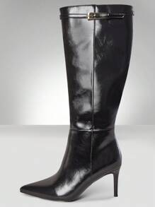 SHUZIA 女士时尚舒适性感尖头带扣及膝高跟靴