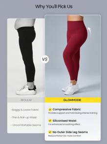 GLOWMODE FeatherFit™-Sculpt Snatch It 收腹口袋柔软硅胶腰带紧身裤中等强度慢跑健身骑行