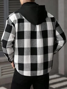 SLATEMANN 男士休闲学院风花卉印花拼布抽绳连帽衬衫夹克，春秋季，复古风 - 彩色 - 查看 2