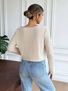 SHEIN Frenchy Camiseta casual con cordones y decoración de colgante para mujer