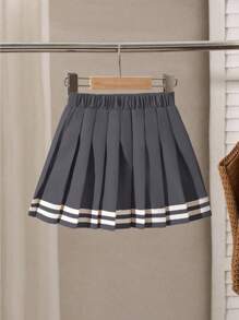 少女丝带饰褶裙 - 灰色 - 查看 2