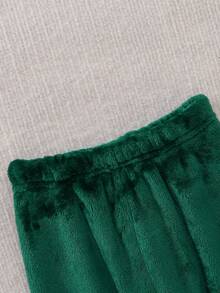 SHEIN 2pcs/Set Baby Boys Cute Bear Print Fleece Crew Neck Sweatshirt And Sweatpants Set, Autumn/Winter Fall - Olive Green - View 4