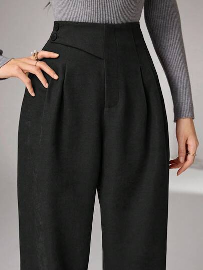 Heiryn Women's Casual Versatile Commuter Solid Color High Waist Pants,Fall