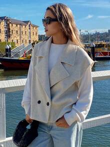 DAZY Women's Loose Short Sleeveless Woolen Vest Coat, Autumn/Winter Jacket