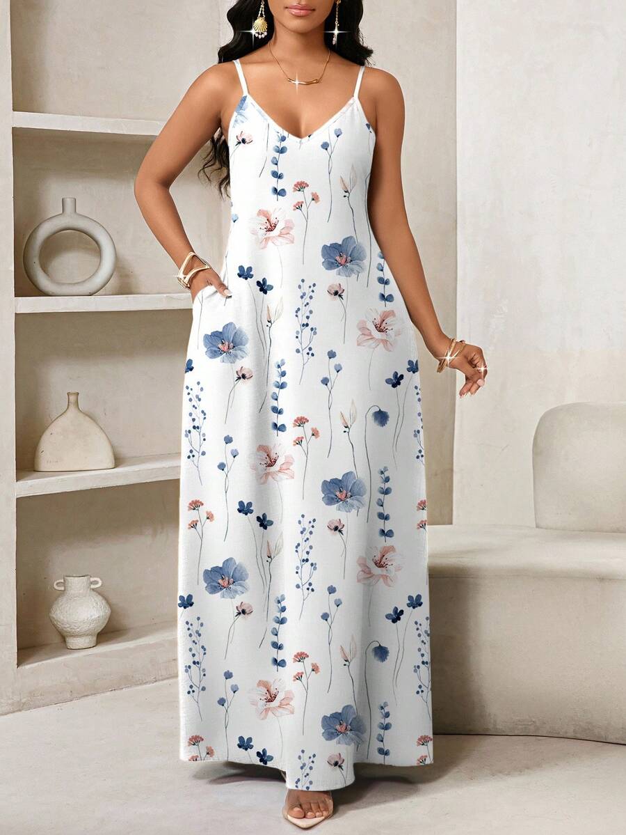 SHEIN Lady Vestido sin mangas con estampado - Multicolor - Ver 1