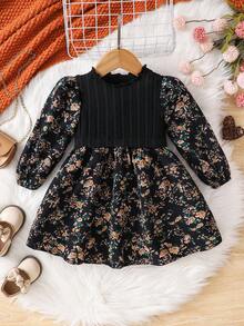 Emery Rose Kids Emery Rose Kids LUNE 碎花灯笼袖荷叶边下摆连衣裙 法式碎花 仙女裙 田园风 秋冬 - 黑色 - 查看 3