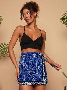 Travachic Vacation Casual Woven Tropical Print Tie-Wrap Skirt Wrap Skirts For Women Blue Wrap Skirt Women Skorts Fall Outfits Women Winter Clothes For Women, Swimsuit Cover Up Skirt,Casual Woman Style, Fall Outfits For Women, Chic Autumn,Going Out Outfit,Elegant Outfits, Tropical Print Skirt,Fall Winter Clothes, Christmas Party, New Year, Wedding Guest Outfits, Elegant Graduation, Luxury Prom Skirt