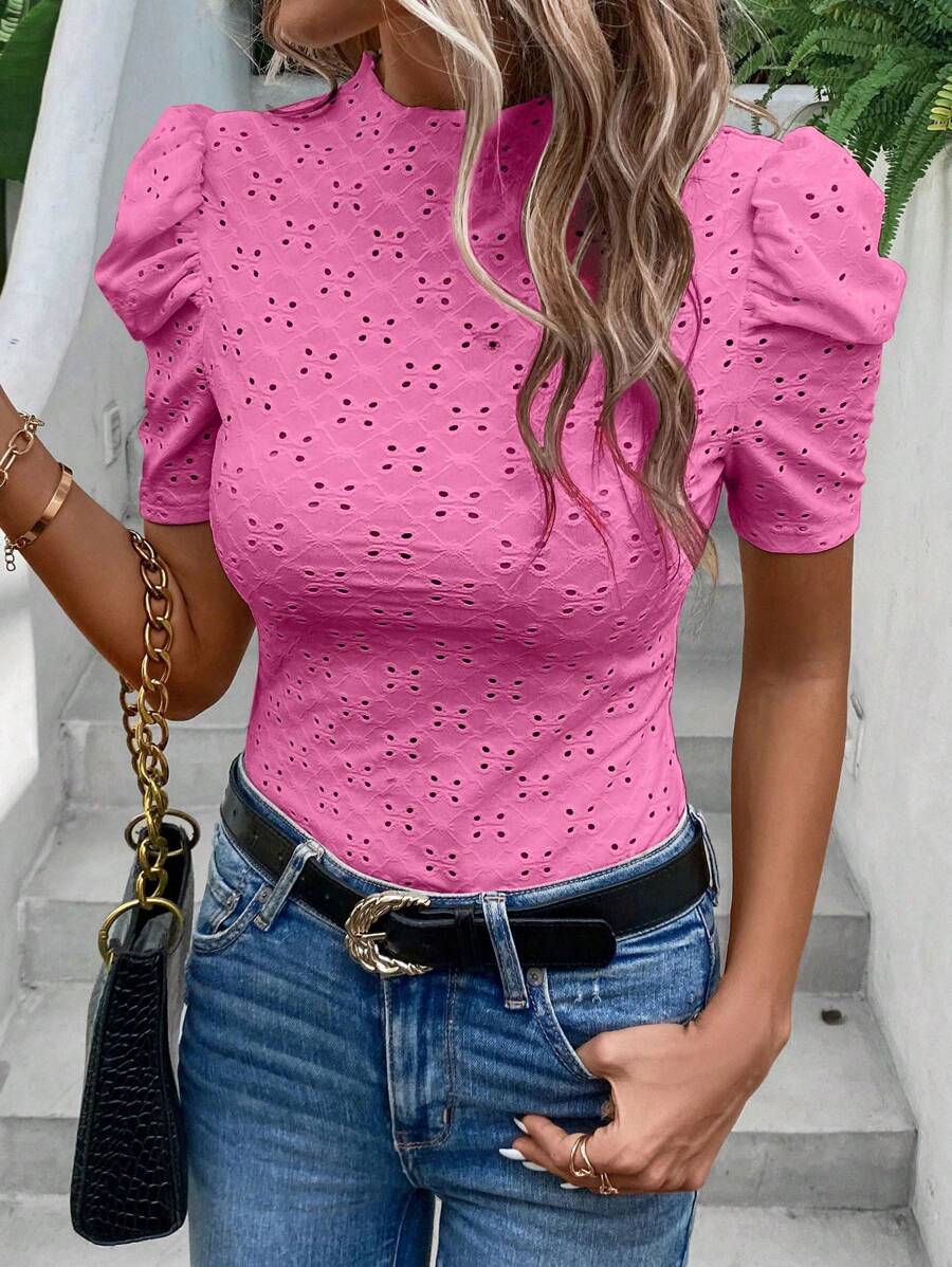 SHEIN LUNE Áo thun nữ Tranh thêu màu trơn Giải trí - Màu Hồng  Dưa hấu - Xem 1