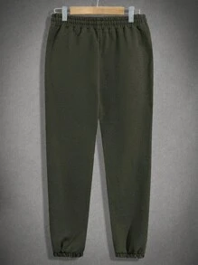 EURMUSE Cotton Men Letter Printed Regular Hoodie Set - Green - View 6