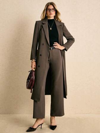 Poéselle 女式纯色简约休闲西装裤