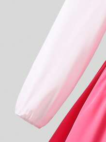 Robe chemise casual et stylée 2 en 1 à manches longues avec col, patchwork. Convient pour le retour à l'école au printemps/automne, élégante et charmante pour le quotidien, les vacances, les séances photo - Rose bonbon - Voir 5