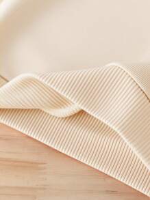 GraphicGems 2 件女婴时尚简约字母印花连帽长袖羊毛衫和字母印花羊毛裤套装，适合秋冬季外出，妈妈的女孩幼儿运动服 - 杏色 - 查看 5