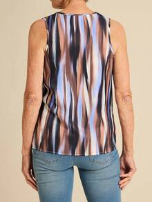 SHEIN LUNE Women's Summer Tank Top, Abstract Print Swing Neck Elegant Blouse - Multicolor - View 2