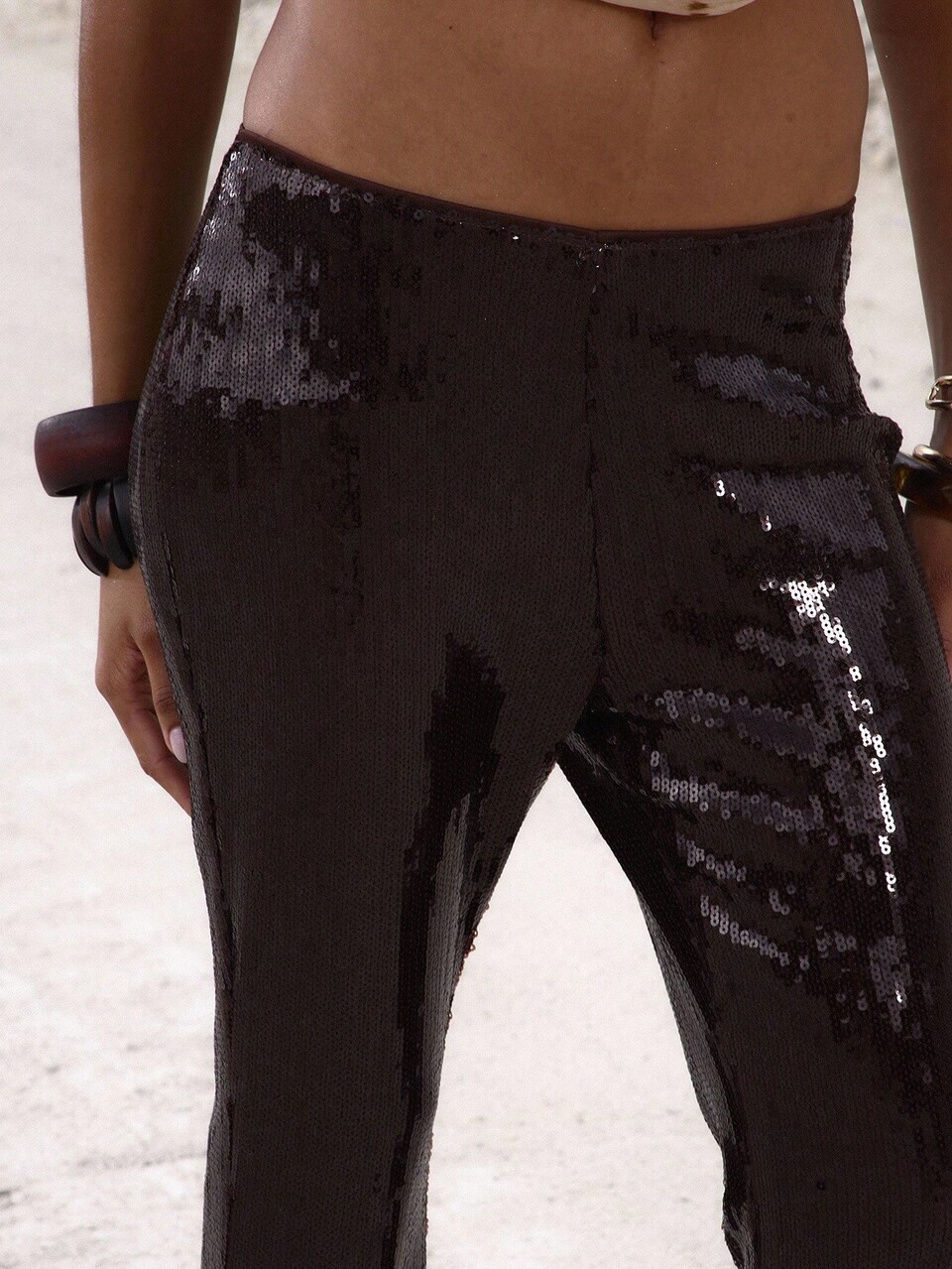 Low Rise Sequin Flared Trousers Night Out Occasion Birthday Elegant Rapture  Party Summer Casual