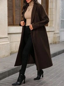 EMERY ROSE Women's Fashionable & Versatile Overcoat, Autumn/Winter Fall Overcoat Teacher - Coffee Brown - View 6