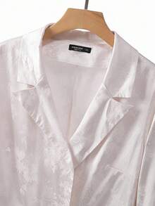 SHEIN Clasi Conjunto de traje elegante de pierna ancha de alta gama para mujer de talla grande, blazer de manga larga y pantalones, versátil y de moda para el uso diario - Beis - Ver 8