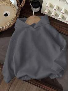 Tween Girl Casual Cartoon Pattern Long Sleeve Hooded Pullover Sweatshirt, Leopard Print Bow,In Fall/Winter - Grey - View 2