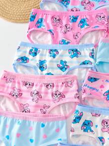 SHEIN 10pcs/Set Young Girl' Cute Cartoon Animal Print Briefs Panties, Colorful Rabbit Design, Summer Cute Underwear Fall Winter