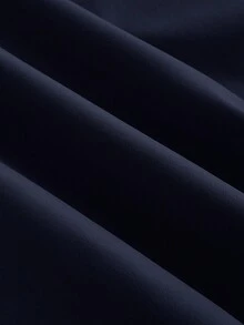 SHEIN MOD 女式修身长袖卡其色泡泡袖衬衫裙、超大码女式衬衫、女式纽扣衬衫、衬衫裙 - 藏蓝色 - 查看 4