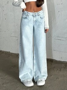 EURMUSE LOW RISE WIDELEG LIGHT BLUE PINKY JEAN - Light Wash - View 3