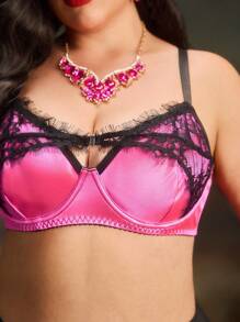 PinupPomp Plus Size Lace Patchwork Underwire Bra & Panty Set Vintage