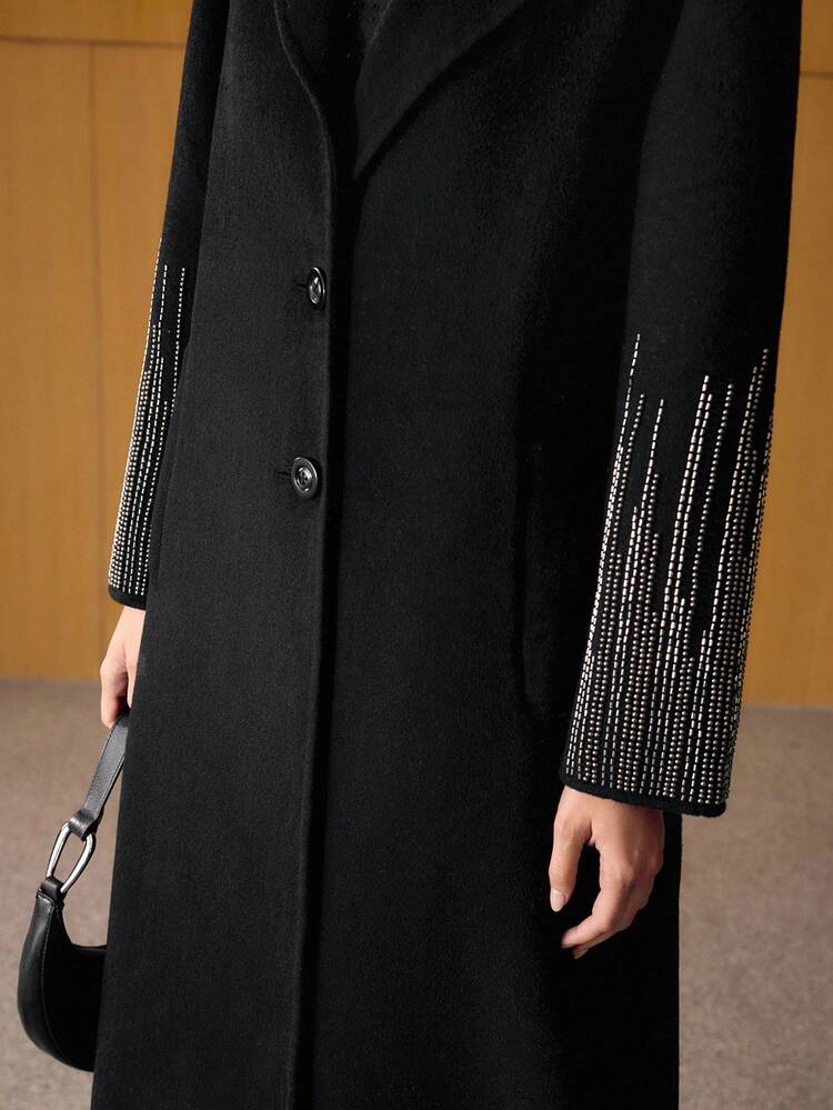 WOOL BEADED DETAIL OVERCOAT