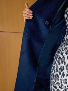 MOTF PREMIUM WOOL DOUBLE BREASTED BELTED OVERCOAT - Navy Blue - View 8