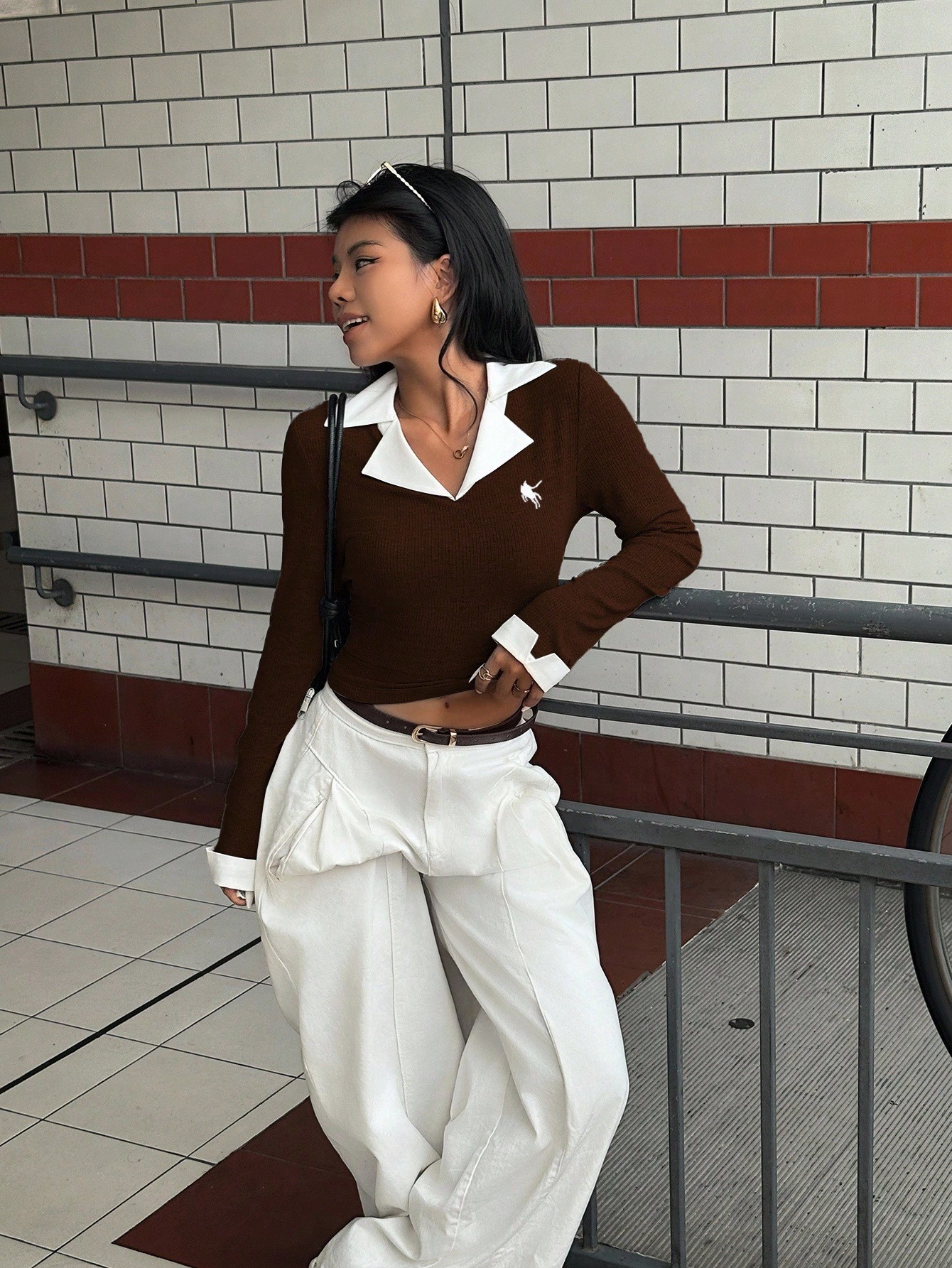 INAWLY ملابس علوية كاجوال للنساء بياقة مقلمة وأكما...