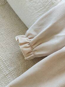 SHEIN Vintaside Kids 1pc Baby Girls' Casual Embroidered Dress, Spring/Autumn, Elegant Mori Style Fall Winter - Apricot - View 3