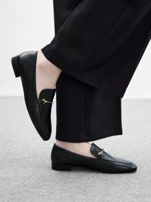 CUCCOO BIZCHIC Giày lười đế bằng mũi vuông, đế thấp, kiểu dáng mới, màu đen, thoải mái, đa năng, giày bệt màu đen, nhẹ, phù hợp để đi làm - màu đen - Xem 9