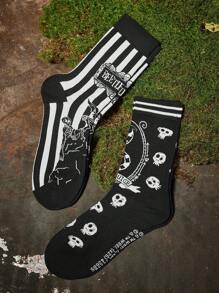 Beetlejuice X SHEIN 女士中筒袜 - 彩色 - 查看 8