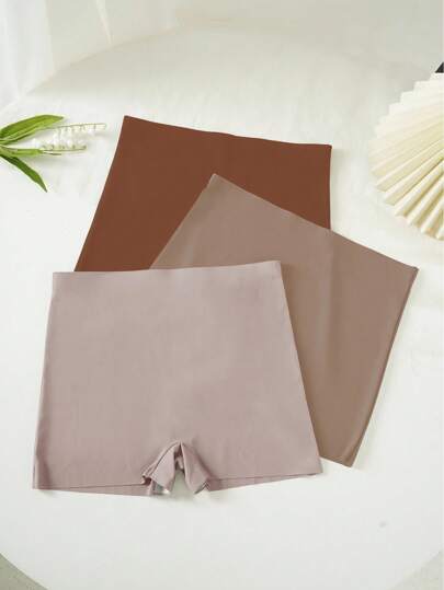 3 piezas Pantalones cortos de seguridad de unicolor anti-rozaduras para mujeres