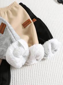 SHEIN 3条装男女宝宝可爱加厚弹力腰裤，中性婴儿运动裤，多件装百搭，秋冬季男宝宝运动裤，男宝宝保暖裤，男宝宝冬季裤 - 彩色 - 查看 10